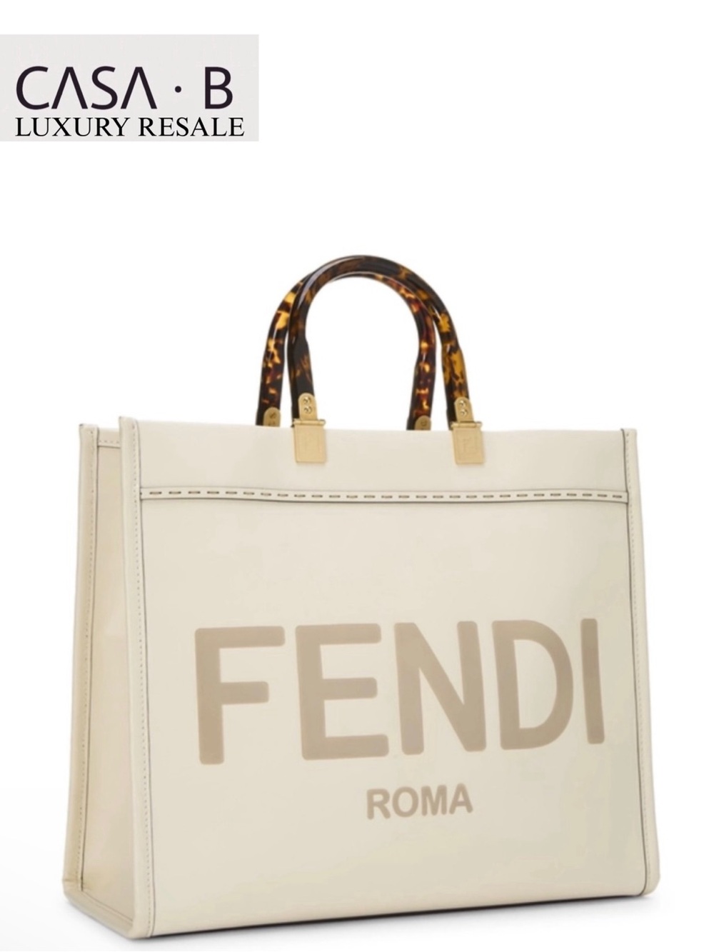 CASA B | LR✨FENDI Sunshine Shopper Large Leather Tote Tortoiseshell handles-